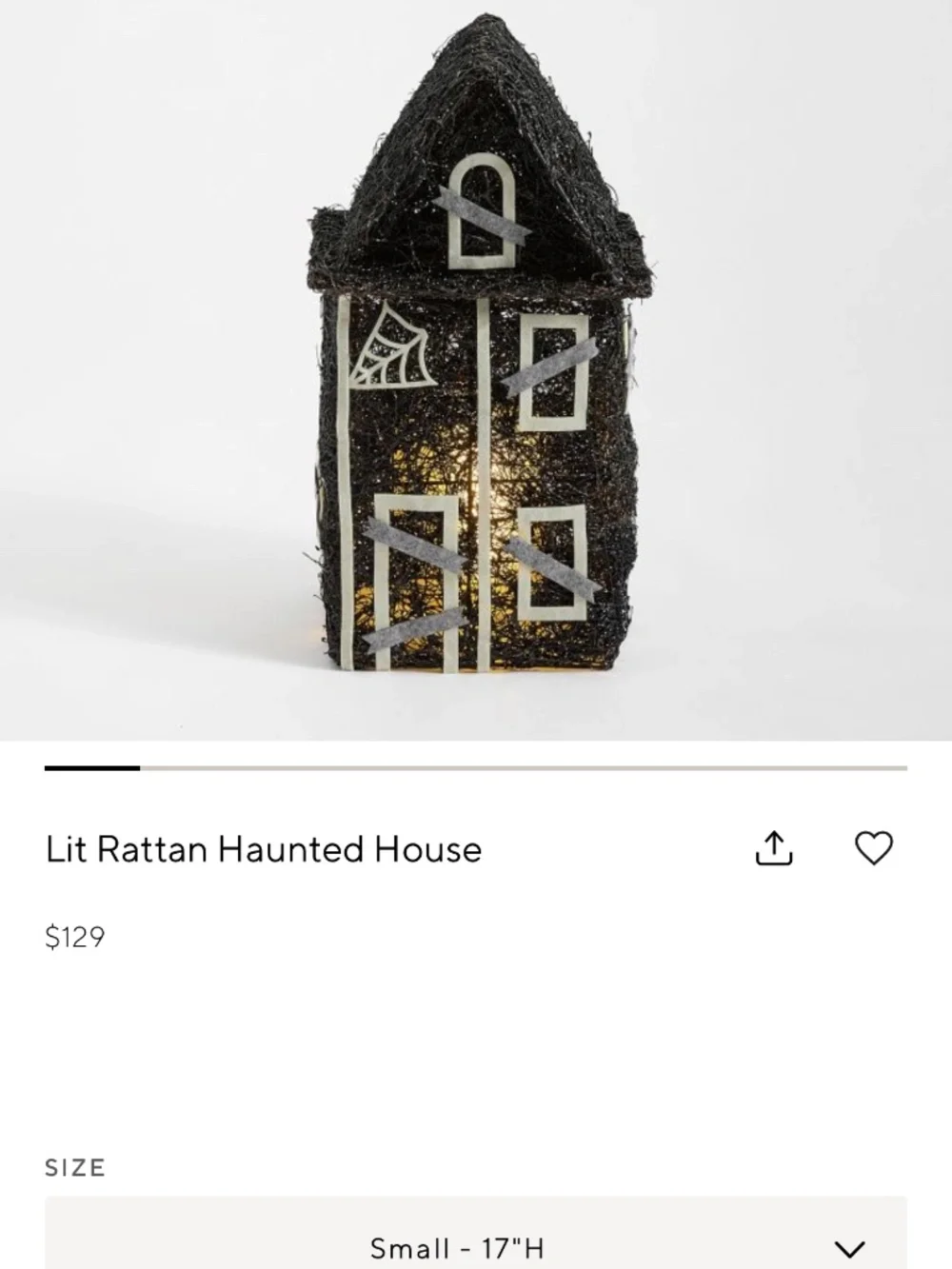 Pottery Barn Small Lit Rattan Haunted House